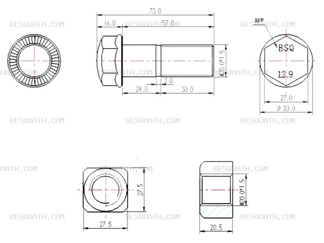 BOLT AND NUT KOMATSU PC200