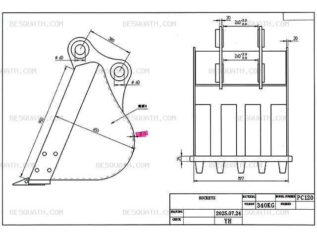 BUCKET KOMATSU PC120