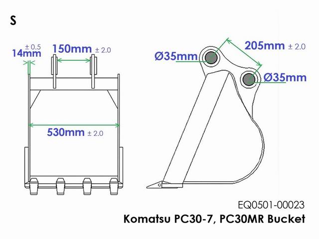 BUCKET KOMATSU PC30
