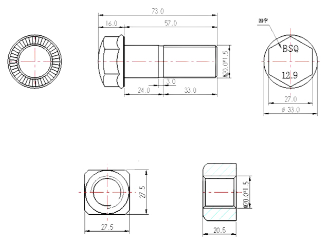 BOLT AND NUT KOMATSU PC200